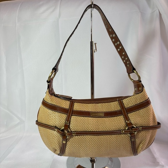 Adrienne Vittadini Straw Leather Shoulder Bag - Picture 1 of 12